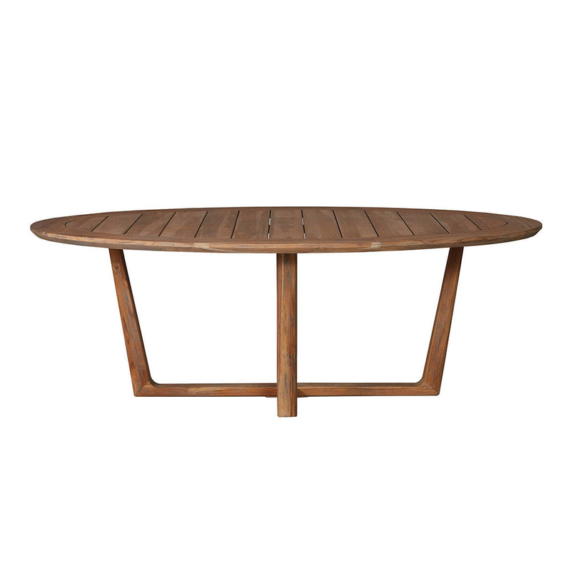 Lloyd Flanders Teak 84” Oval Sled Base Dining Table