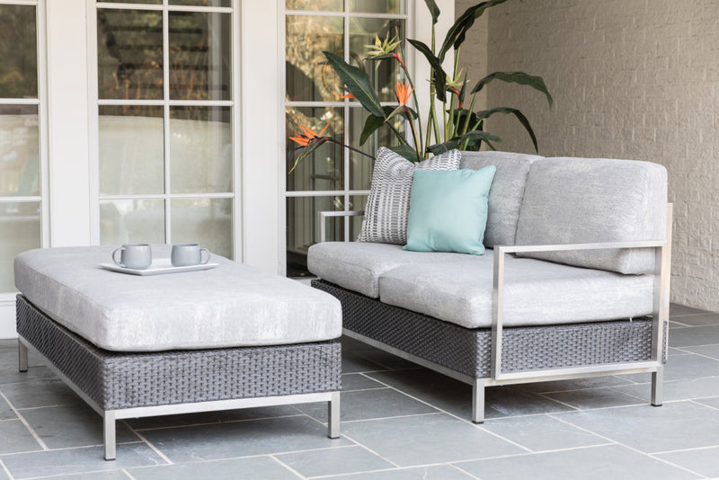 Lloyd Flanders Elements Settee with Stainless Steel Arms and Back