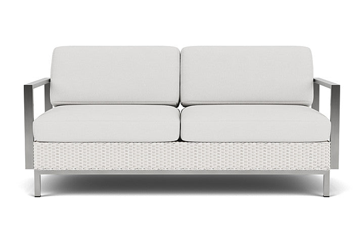 Lloyd Flanders Elements Settee with Stainless Steel Arms and Back