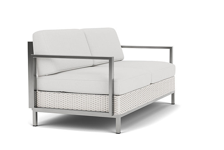Lloyd Flanders Elements Settee with Stainless Steel Arms and Back