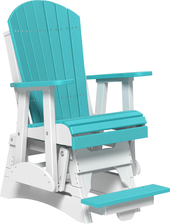 2 Adirondack Poly Balcony Glider Aruba Blue White