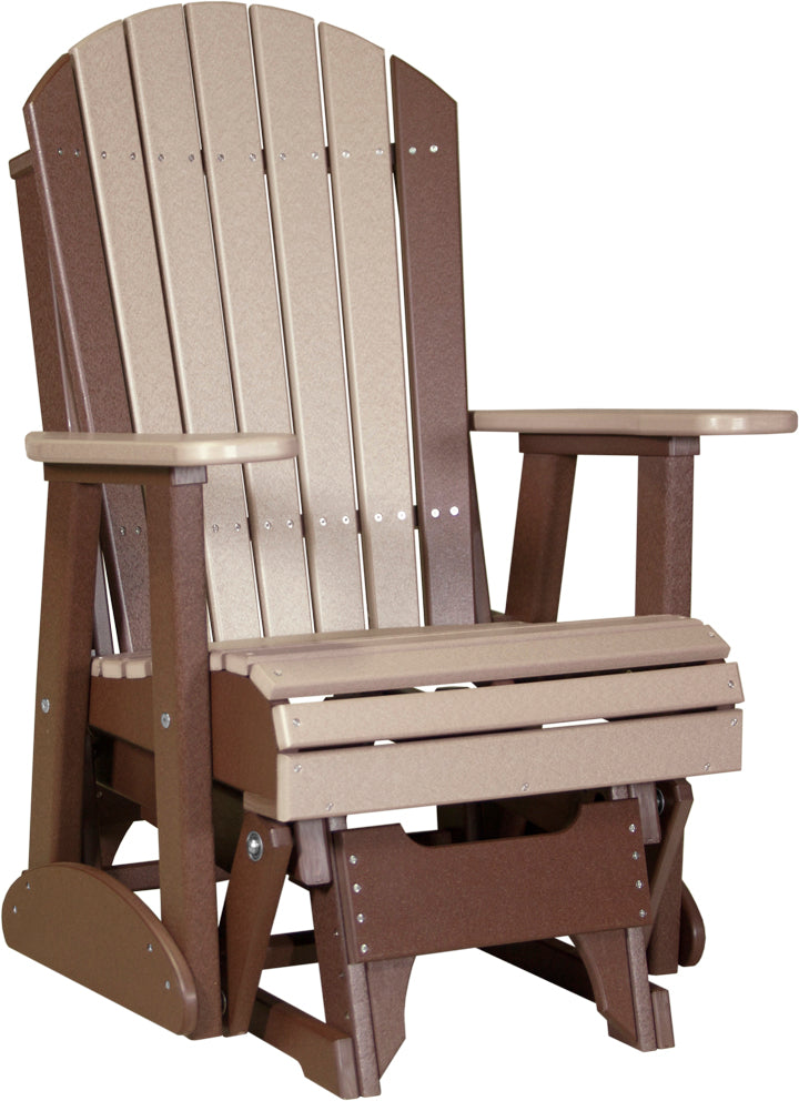 2 Adirondack Poly Glider Weatherwood Chestnut
