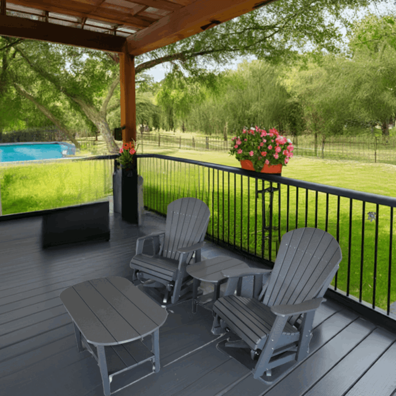 Dutch Country Patio Poly 4-Piece Adirondack Glider & Table Set