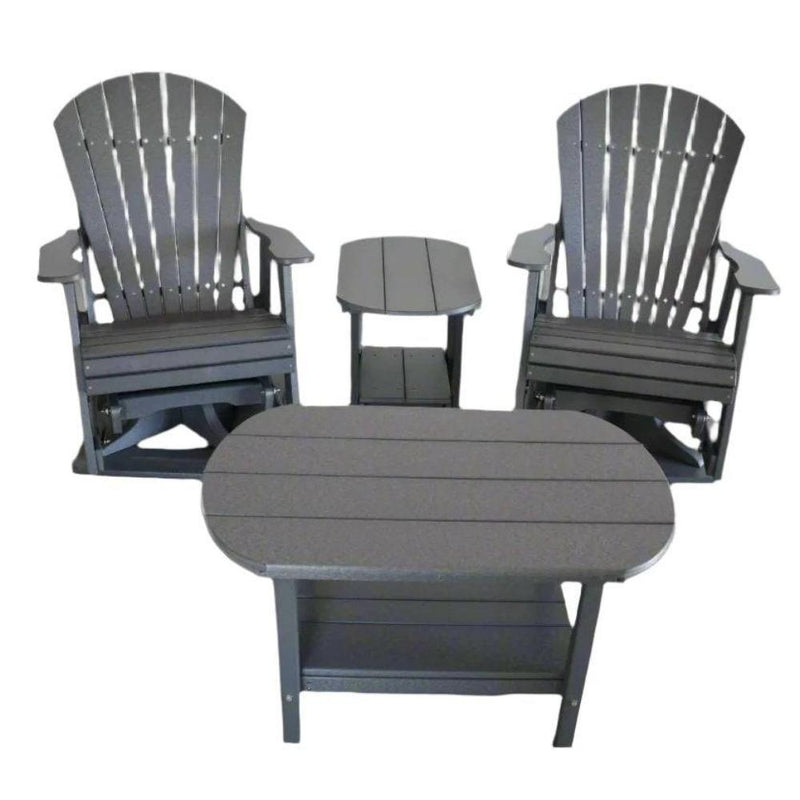 Dutch Country Patio Poly 4-Piece Adirondack Glider & Table Set