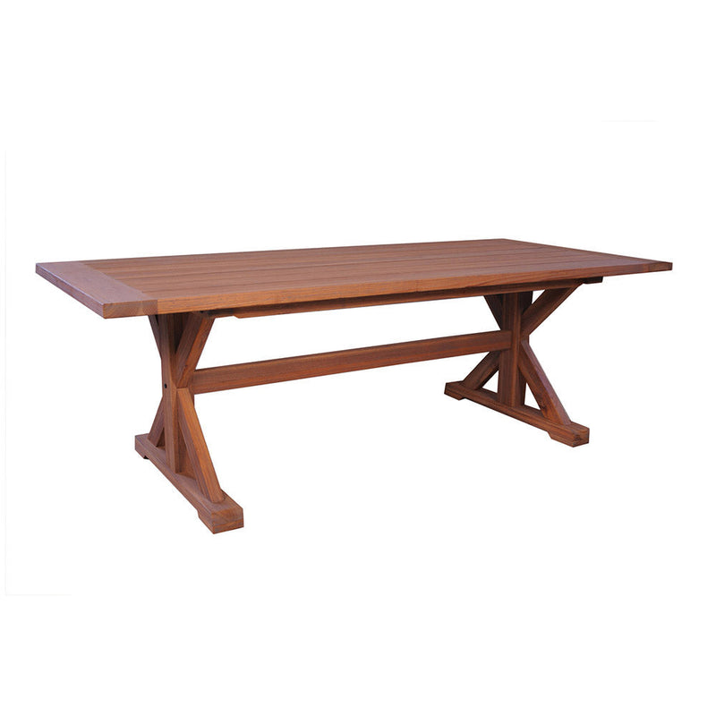 Lloyd Flanders Teak 87” Rectangular Trestle Base Dining Table