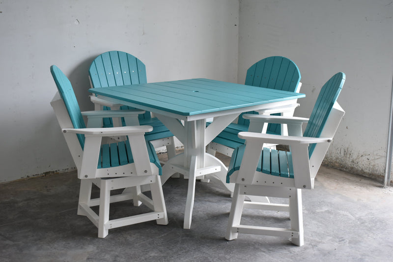 Dutch Country Patio Poly 42" Square Table Set with 4 Swivel Adirondack Chairs (5-Piece Set)