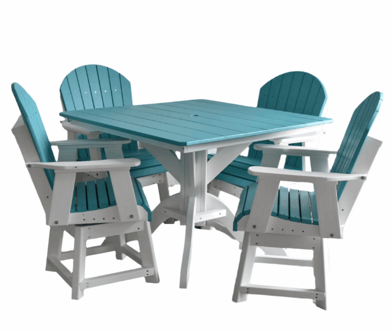 Dutch Country Patio Poly 42" Square Table Set with 4 Swivel Adirondack Chairs (5-Piece Set)