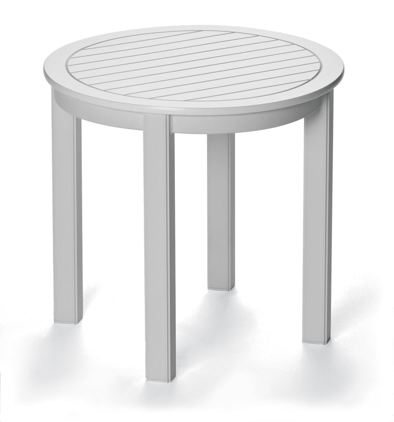 Telescope Marine Grade Polymer 23" Round End Table With Boardwalk Rustic Polymer Table Top