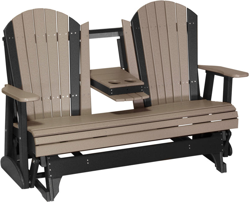 5 Adirondack Poly Glider Weatherwood