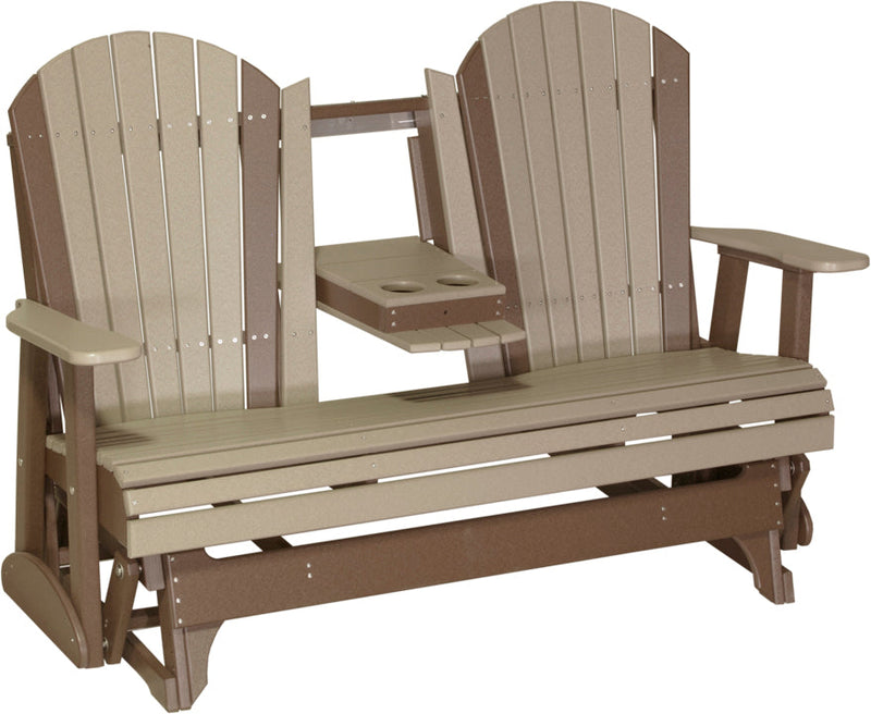 5 Adirondack Poly Glider Weatherwood Chestnut