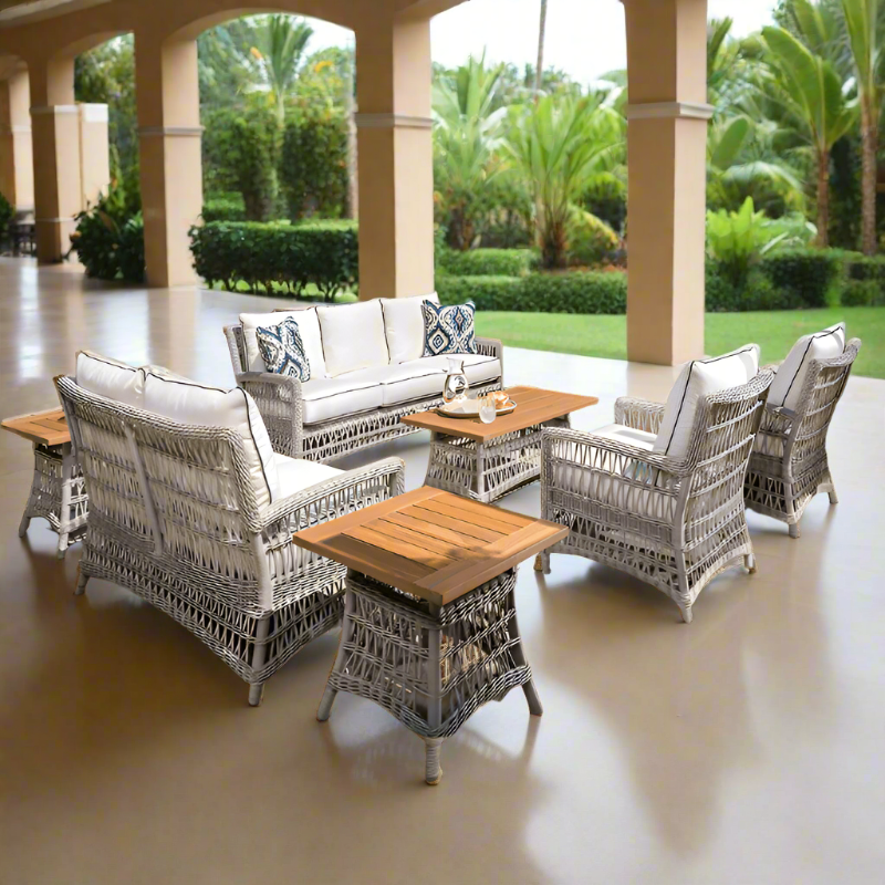 Lloyd Flanders Mackinac 7-Piece Woven Vinyl Conversation Set