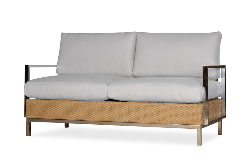 Lloyd Flanders Elements Settee with Stainless Steel Arms and Back