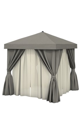 Aluminum Cabana, 12' Square w/ Fabric Curtains, Sheer Curtain Rods (no vent)