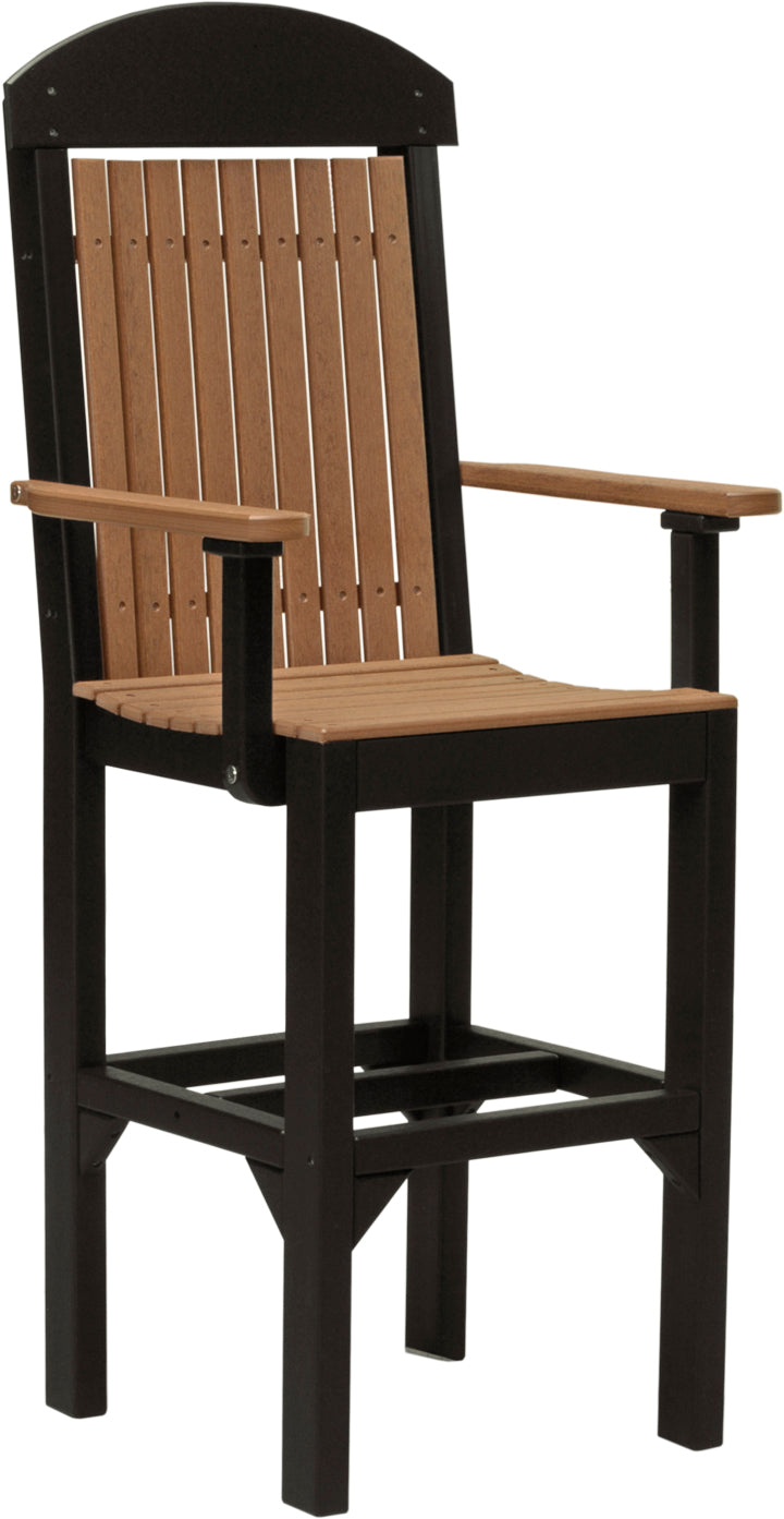 Classic Arm Chair Bar Height Antique Mahogany Black