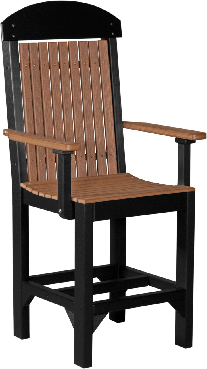Classic Arm Chair Counter Height Antique Mahogany Black