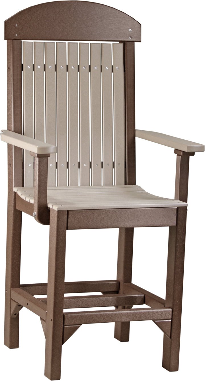 Classic Arm Chair Counter Height Weatherwood Chestnut Brown