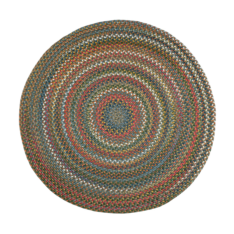 Country Jewel Emerald braided indoor rug by Rhody Rug — round