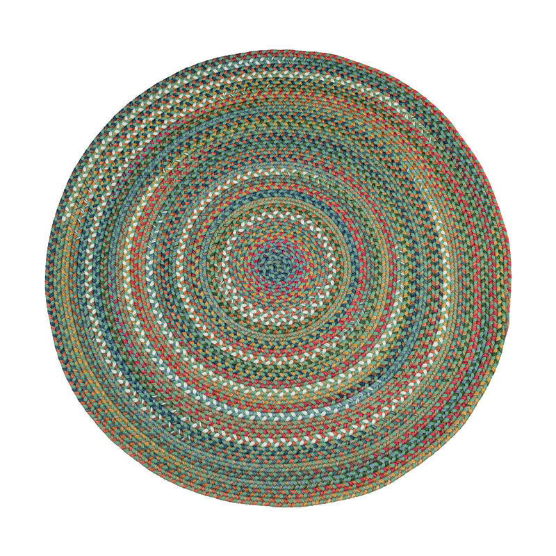 Country Jewel Peridot braided indoor rug by Rhody Rug — round