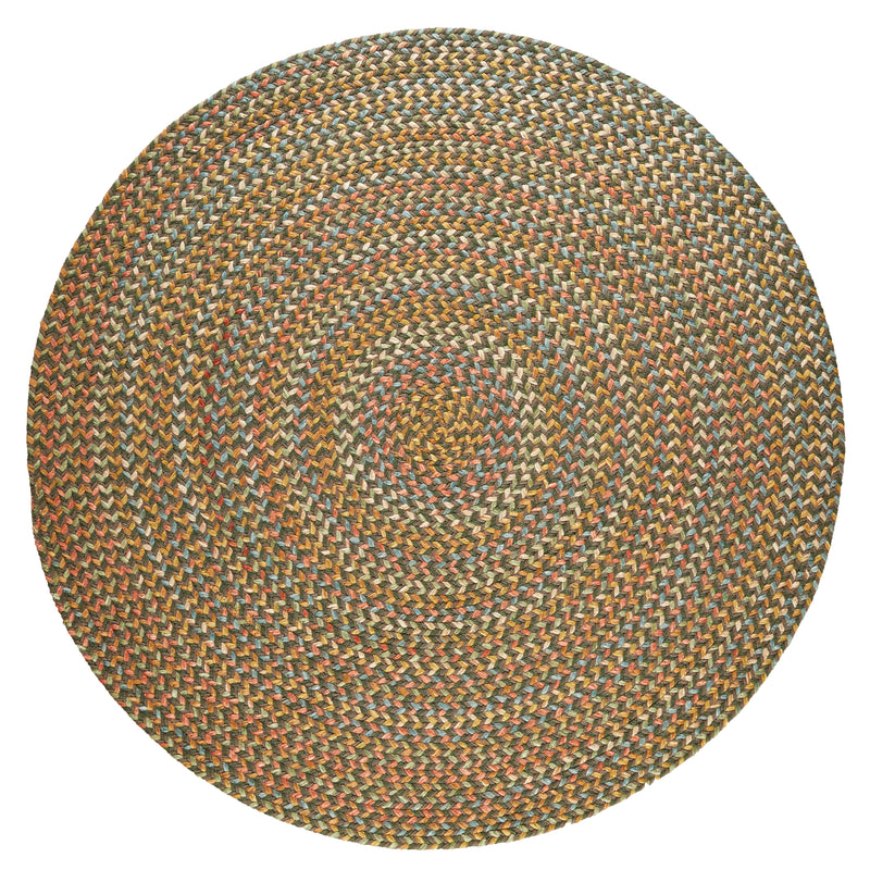 Cypress Dk. Taupe braided indoor rug by Rhody Rug — round