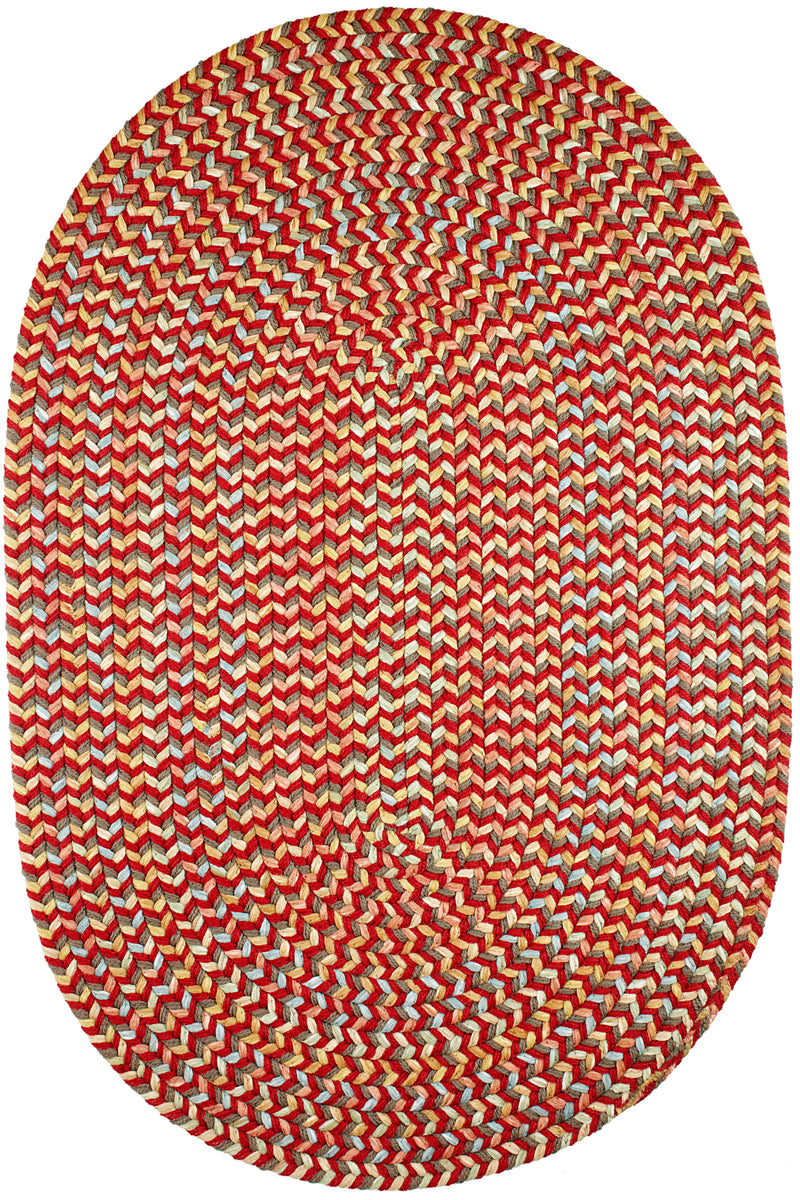 Cypress Brilliant Red braided indoor rug by Rhody Rug — oval
