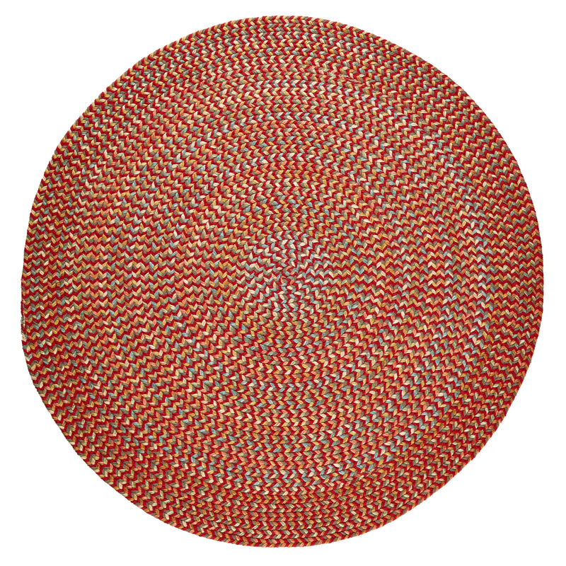 Cypress Brilliant Red braided indoor rug by Rhody Rug — round