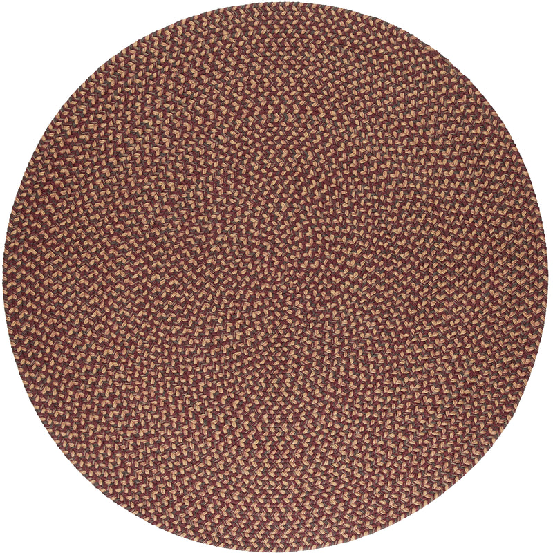 Camden Garnet braided indoor/outdoor rug by Rhody Rug — round