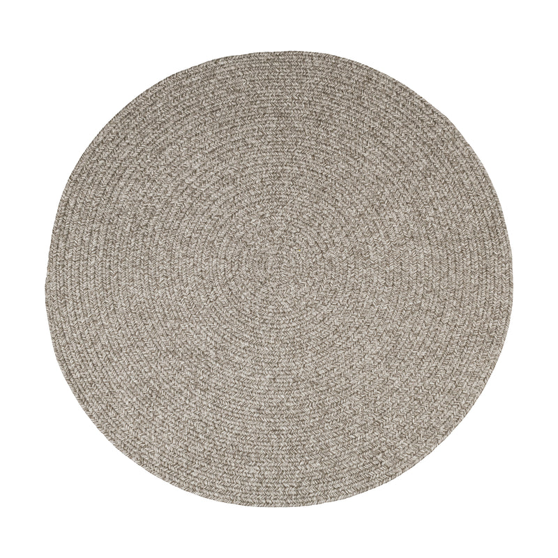 Elegance Warm Gray braided indoor/outdoor rug by Rhody Rug — round