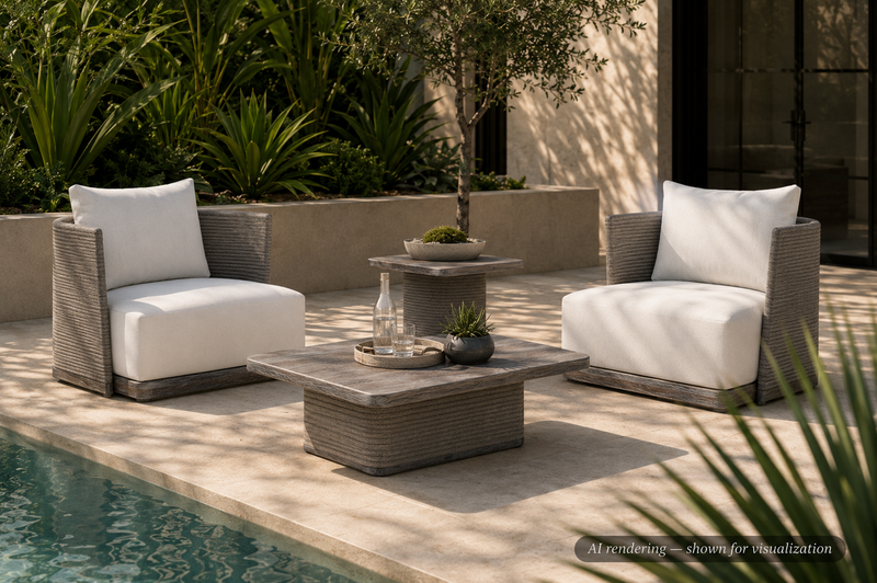 Bernhardt Rialto Outdoor Table Duo — Cocktail & Side Table