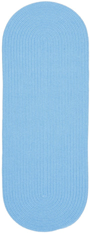 Happy Braids Solid Aqua Blue braided indoor/outdoor rug by Rhody Rug — oval runner