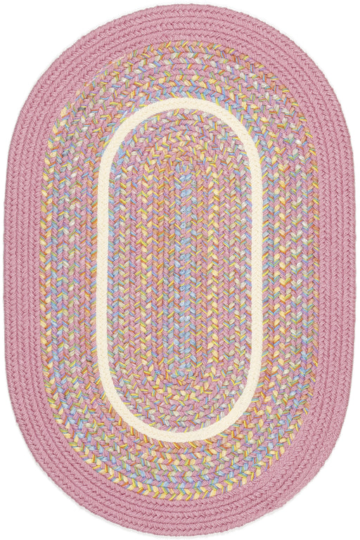 Kids' Isle Pink braided indoor rug by Rhody Rug — oval