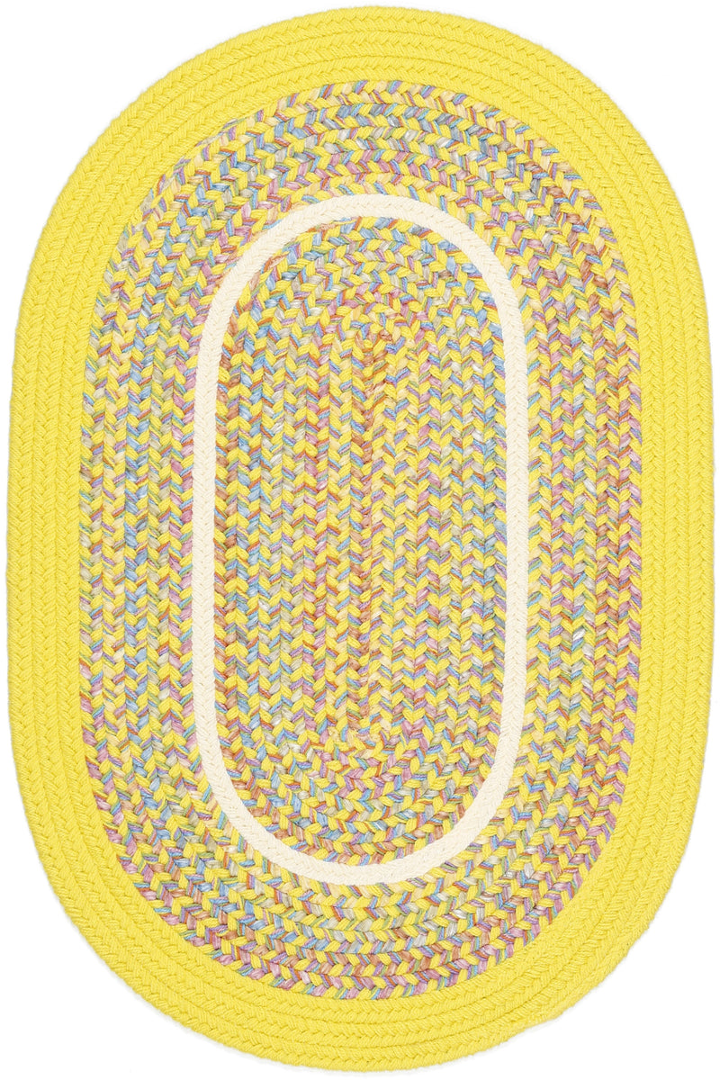 Kids' Isle Yellow braided indoor rug by Rhody Rug — oval
