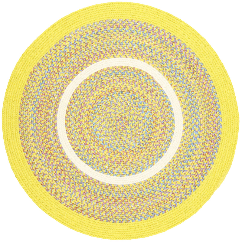 Kids' Isle Yellow braided indoor rug by Rhody Rug — round
