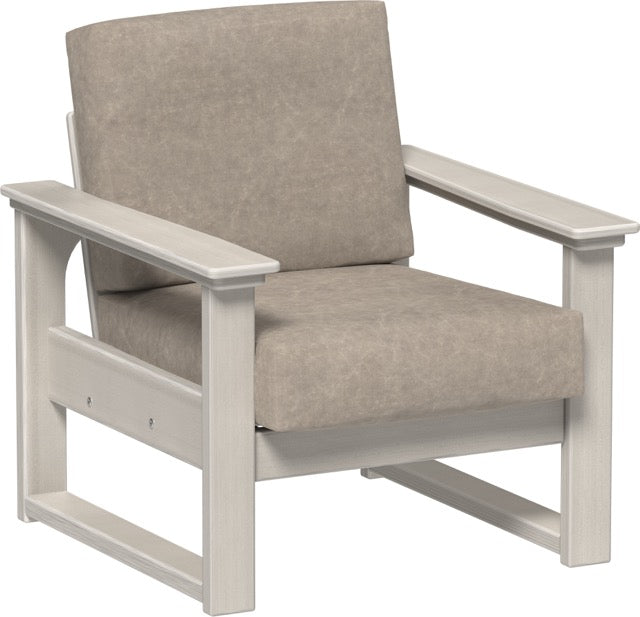 Lanai Deep Seating Chair Birch-Marine Leatherette Ash Gray