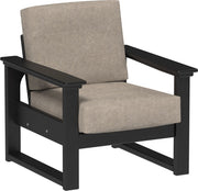 Lanai Deep Seating Chair Black-Marine Leatherette Ash Gray