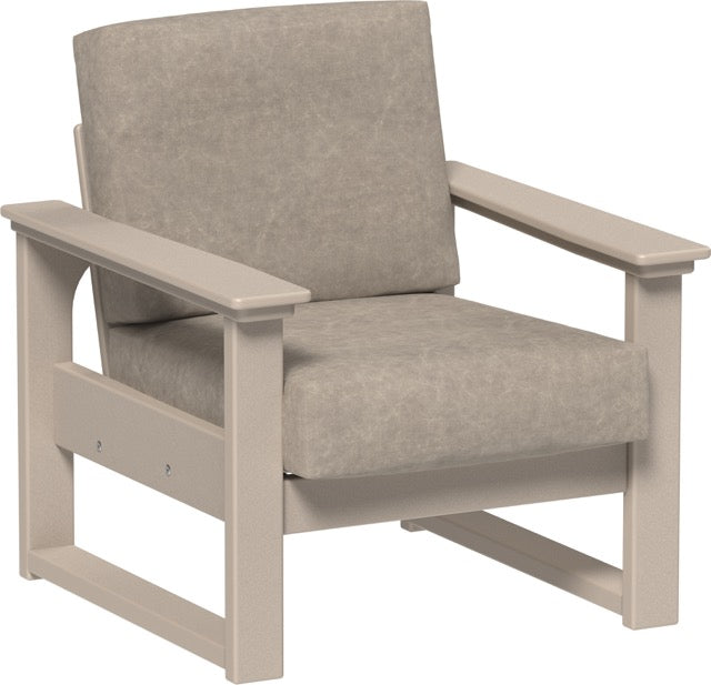 Lanai Deep Seating Chair Weatherwood-Marine Leatherette Ash Gray