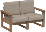 Lanai Deep Seating Loveseat Antique Mahogany-Marine Leatherette Ash Gray