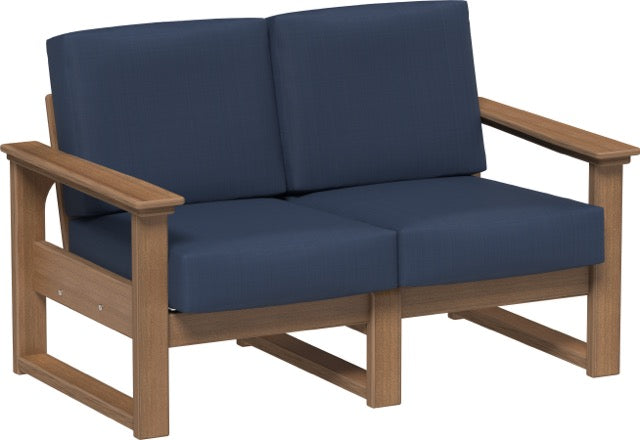 Lanai Deep Seating Loveseat Antique Mahogany-Spectrum Indigo