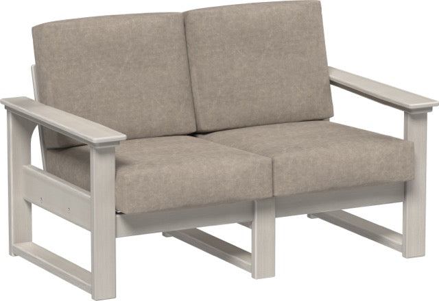 Lanai Deep Seating Loveseat Birch-Marine Leatherette Ash Gray
