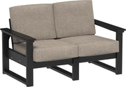 Lanai Deep Seating Loveseat Black-Marine Leatherette Ash Gray