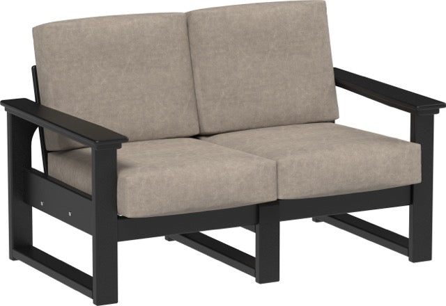 Lanai Deep Seating Loveseat Black-Marine Leatherette Ash Gray