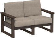 Lanai Deep Seating Loveseat Brazilian Walnut-Marine Leatherette Ash Gray