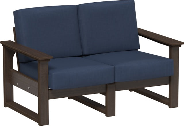 Lanai Deep Seating Loveseat Brazilian Walnut-Spectrum Indigo