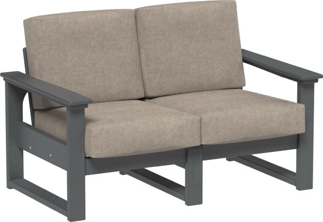 Lanai Deep Seating Loveseat Slate-Marine Leatherette Ash Gray
