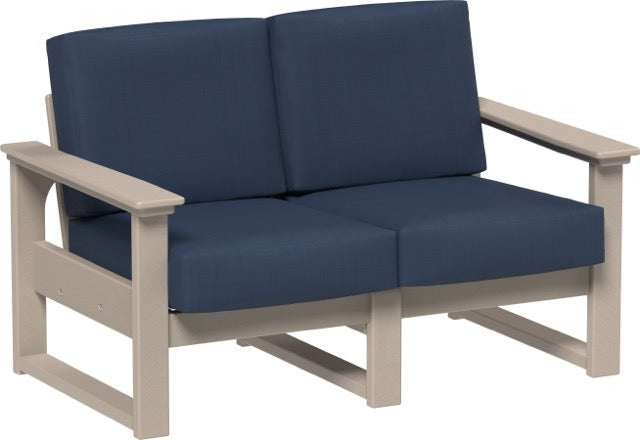 Lanai Deep Seating Loveseat Weatherwood-Spectrum Indigo