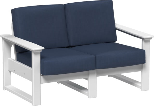Lanai Deep Seating Loveseat White-Spectrum Indigo