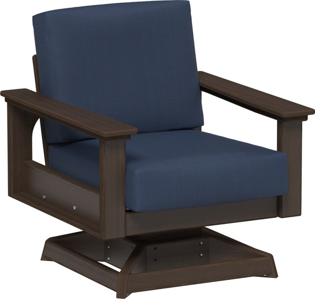 Lanai Deep Seating Swivel Rocker Brazilian Walnut-Spectrum Indigo