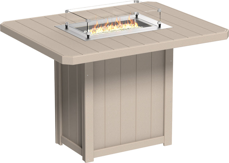 Lumin Fire Table 62 Rectangular Weatherwood Bar