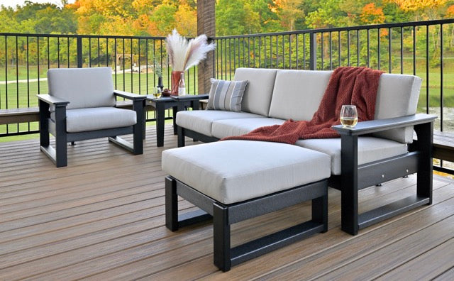 Lanai Deep Seating Chair Sofa Ottoman Black-Spectrum Dove