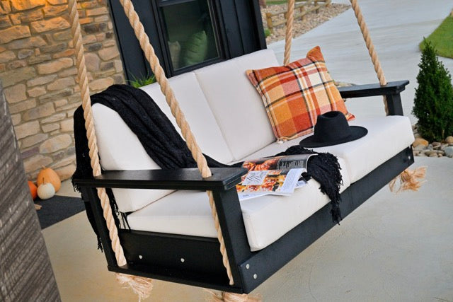 Lanai Deep Seating Loveseat Swing Black-Canvas 1