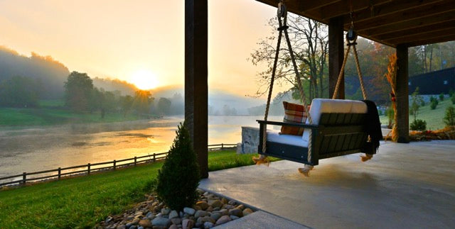 Lanai Deep Seating Loveseat Swing Black-Canvas 2